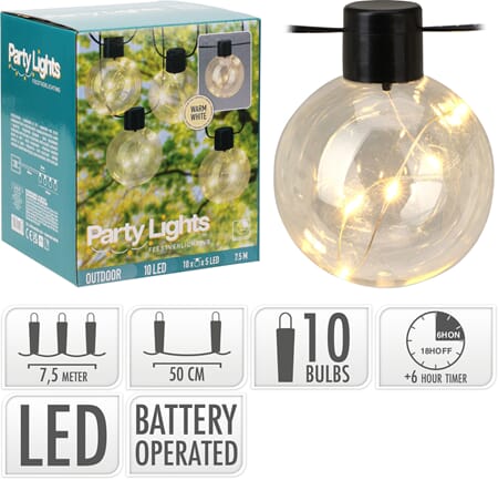 LEDLYS 10 LYS BATTERI PARTY 1/8