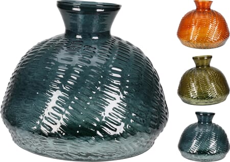 VASE GLASS 19X14CM 3ASS 1/6