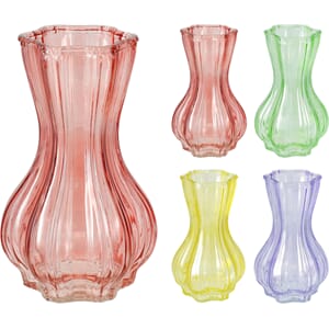 VASE GLASS 21CM 4ASS 1/12
