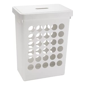 PLAST KLESKURV M/LOKK 1/5 45L HVIT