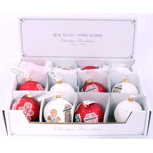 JUL KULE GLASS 8CM  DEKOR ASS 1/12/48