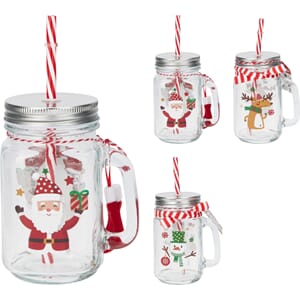 JUL GLASS KRUS M/SUGERØR 450ML 1/24