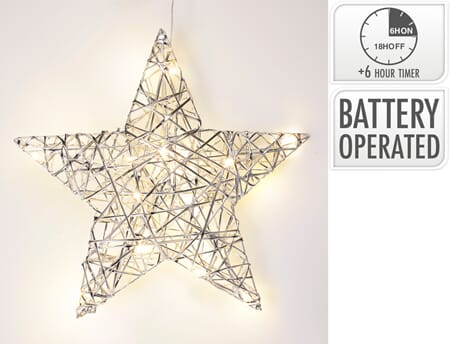 JUL STJERNE LED 30CM SØLV 1/8