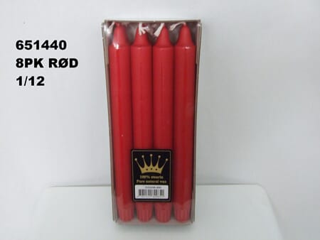 LYS STEARIN 8PK RØD 1/12