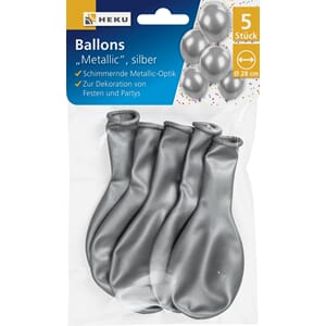 BALLONG METALIC SØLV 5PK 28CM  1/25